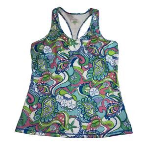 Lilly Pulitzer Luxletic Racerback Weekender Tank Top XL Coastal Paisley Sand Dol